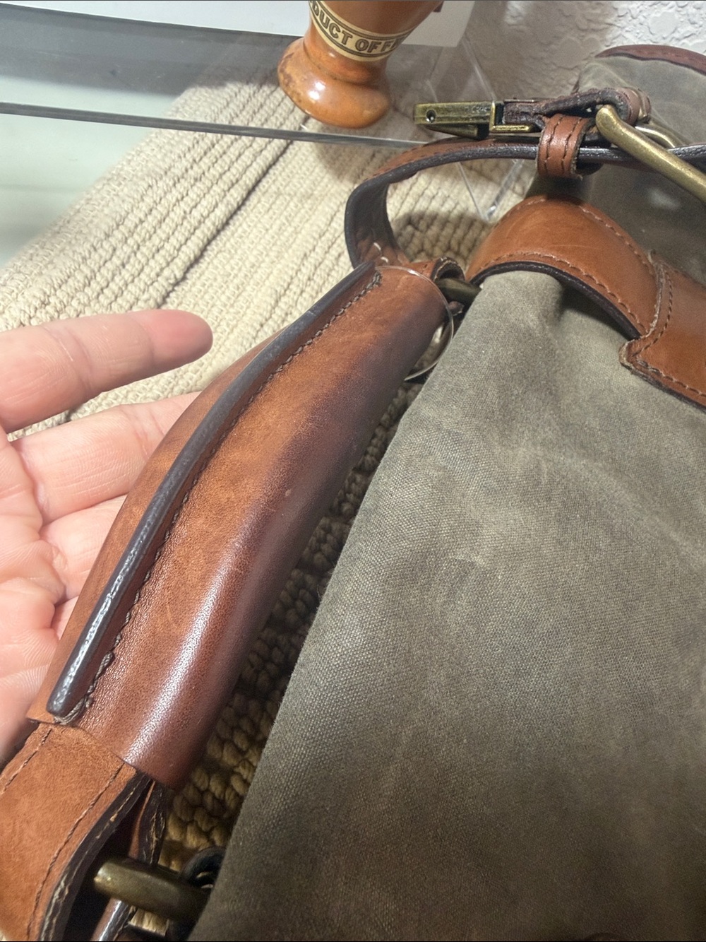 Allen Edmonds Waxed Canvas Leather Messenger Briefcase Laptop Bag - Picture 12 of 15
